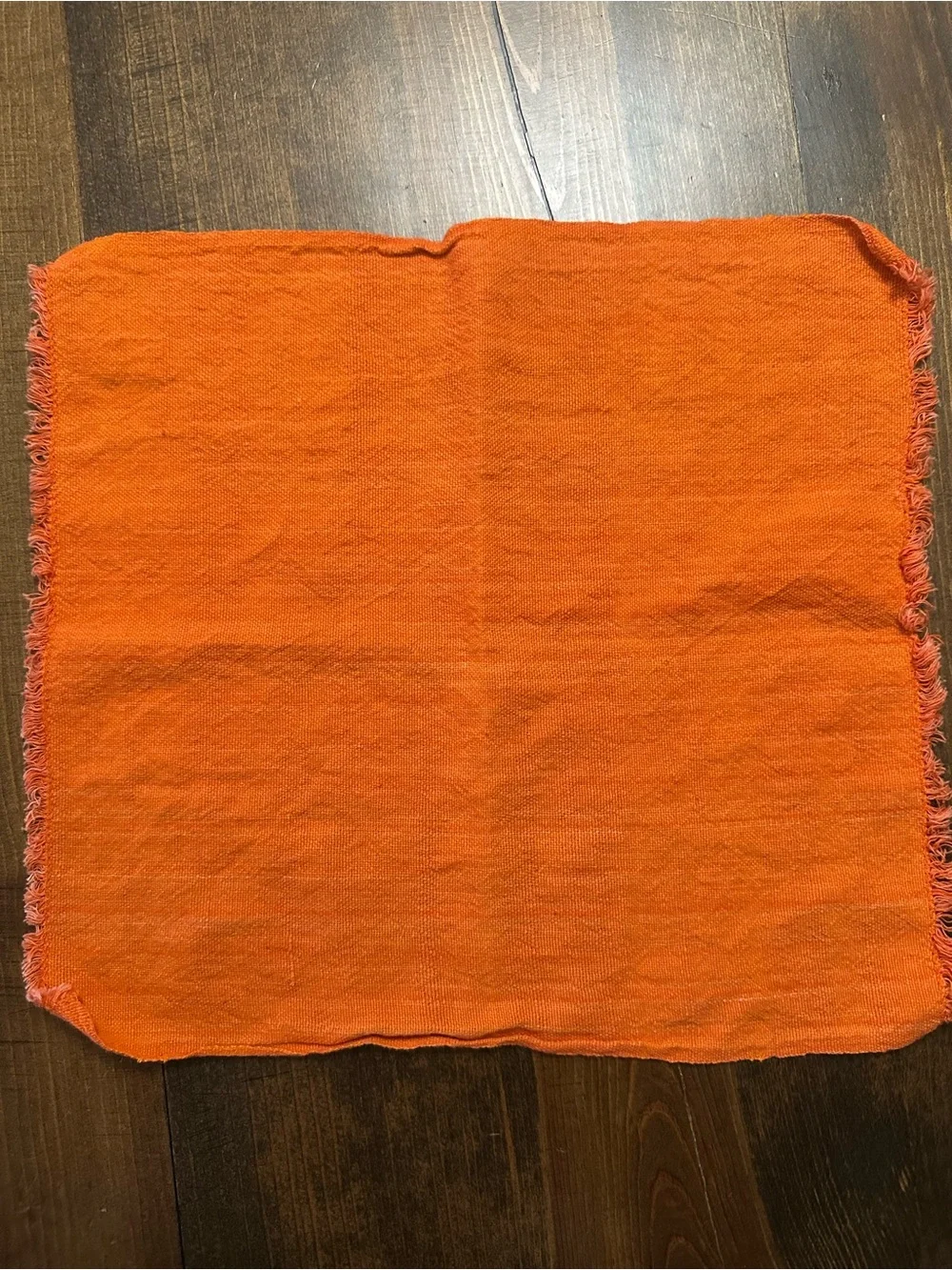 Vintage Orange & Yellow Fringe Cloth Napkins Set of 7 12x12- Groovy